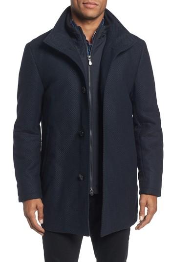 Men's Boss C-coxtan Wool Blend Coat With Insert R - Blue