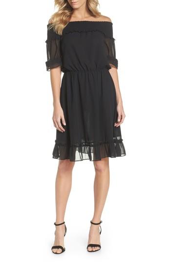 Women's Mary & Mabel Off The Shoulder Ruffle Hem Dress - Black