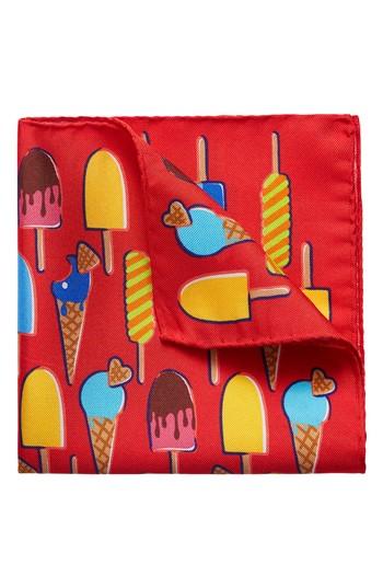 Men's Eton Ice Cream Silk Pocket Square, Size - Blue