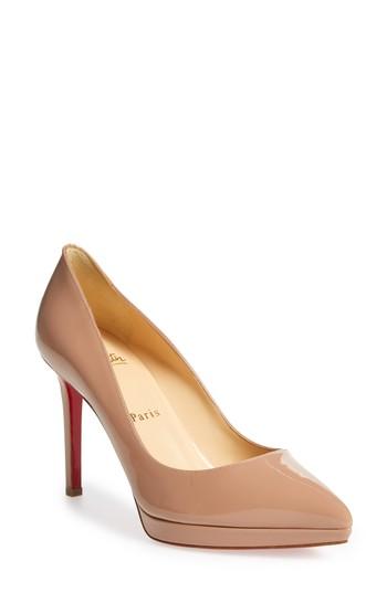 Women's Christian Louboutin Pigalle Plato Pointy Toe Platform Pump .5us / 35.5eu - Beige