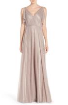 Women's Jenny Yoo 'cassie' V-neck Flutter Sleeve Shimmer Gown