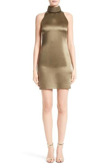 Women's Brandon Maxwell Piped Neck Shift Dress - Green