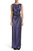 Women's St. John Evening Liquid Satin Drape Front Column Gown - Purple