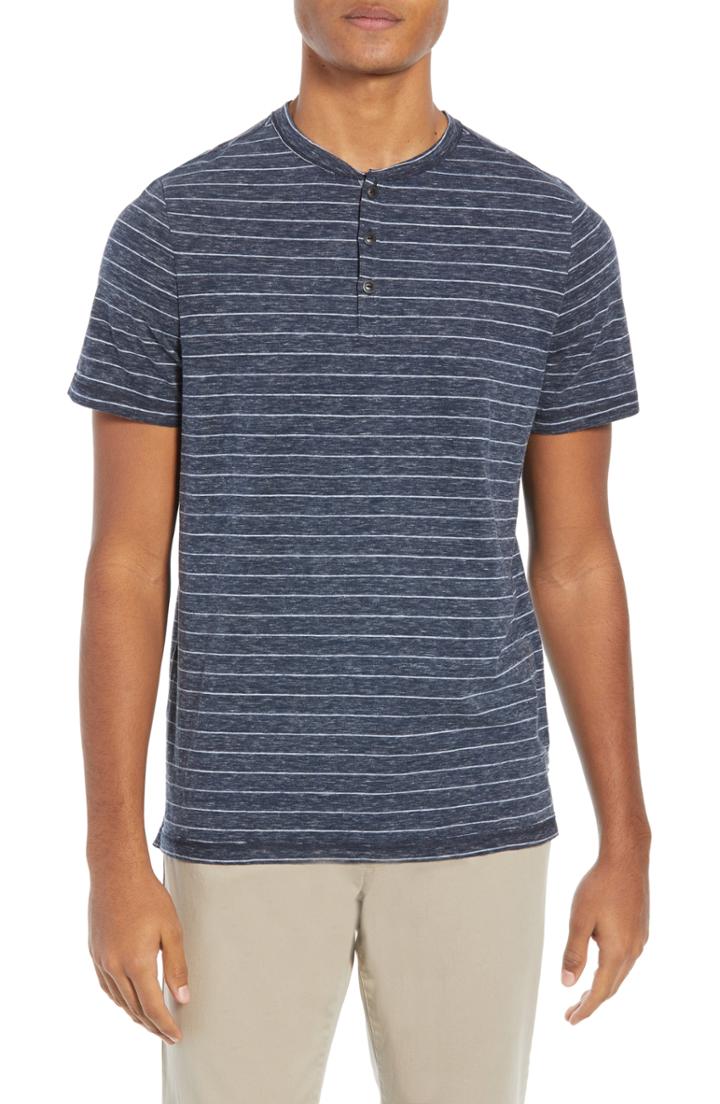 Men's Good Man Brand Slub Stripe Henley Tee - Blue