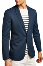 Men's Topman Skinny Fit Pin Dot Suit Jacket R - Blue