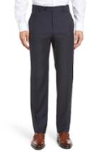 Men's Zanella Devon Flat Front Solid Wool Trousers - Blue