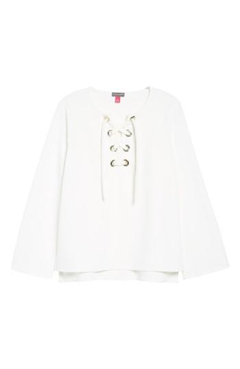 Women's Vince Camuto Lace-up Ponte Blouse - White