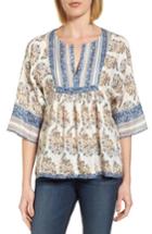 Women's Lucky Brand Mixed Print Peasant Top - Ivory