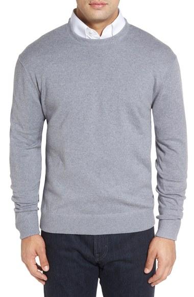 Men's Robert Talbott 'jersey Sport' Cotton Blend Crewneck Sweater - Grey