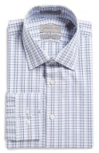 Men's John W. Nordstrom Trim Fit Check Dress Shirt .5 34/35 - Blue