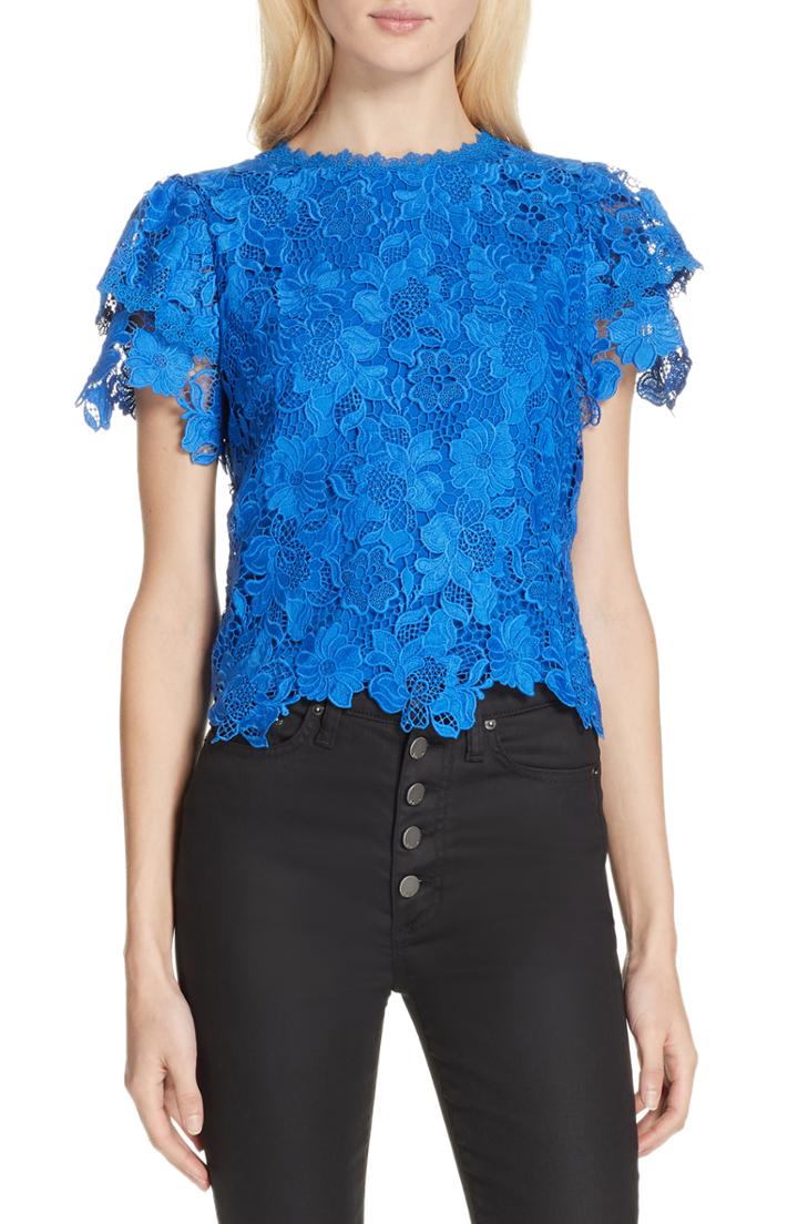 Women's Alice + Olivia Glady Lace Crop Blouse - Blue