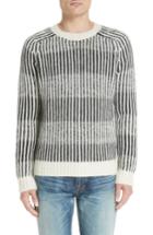 Men's Saint Laurent Contrast Rib Wool & Alpaca Blend Sweater - White