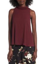 Women's Astr The Label Tie Back Mock Neck Tank - Burgundy