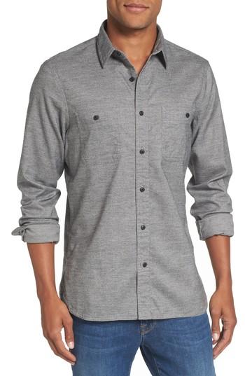 Men's Nordstrom Men's Shop Slim Fit Jaspe Sport Shirt, Size - Grey