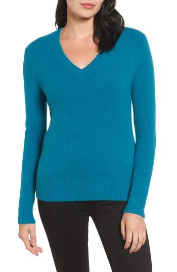 Petite Women's Halogen Tie Back Sweater P - Blue/green
