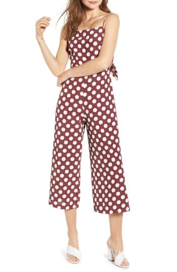 Women's Topshop Polka Dot Jumpsuit Us (fits Like 0-2) - Metallic