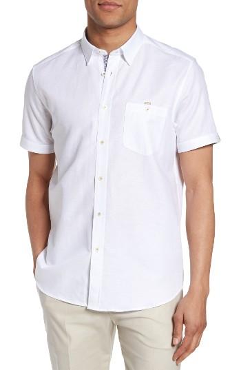 Men's Ted Baker London Palpin Cotton & Linen Sport Short (s) - White