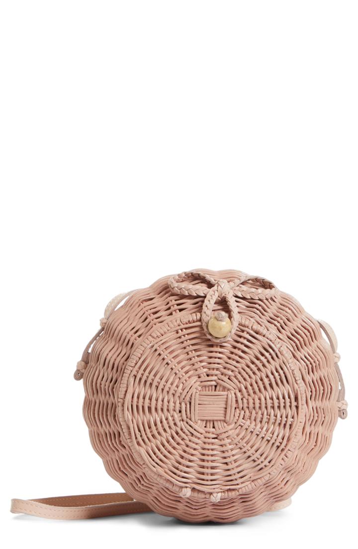 Ulla Johnson Pomme Woven Rattan Shoulder Bag - Pink