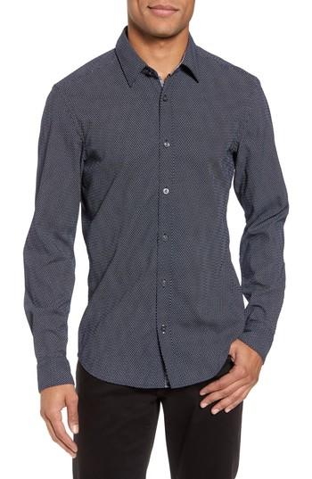 Men's Boss Lance Regular Fit Print Sport Shirt - Blue