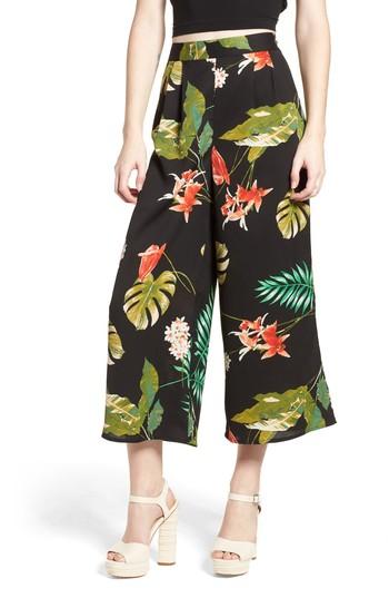 Women's Lydelle Tropical Print Culottes - Black
