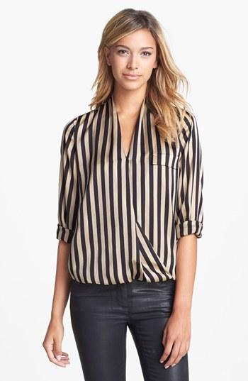 Vince Camuto Faux Wrap Stripe Blouse New Ivory