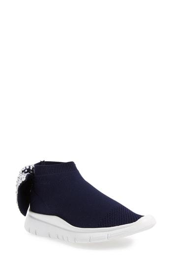 Women's Joshua Sanders Crystal Embellished Knotted Sock Sneaker .5us / 36eu - Blue