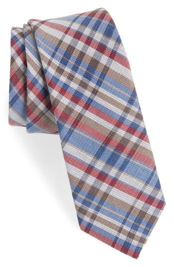 Men's 1901 Donelly Plaid Linen & Silk Tie, Size - Blue