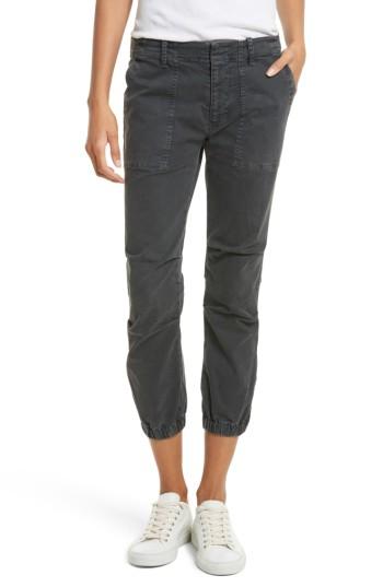 Women's Nili Lotan Stretch Cotton Twill Crop Military Pants - Grey