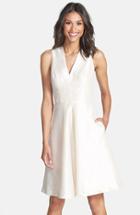Women's Alfred Sung V-neck Dupioni Cocktail Dress - Beige