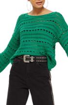 Women's Topshop Open Stitch Sweater Us (fits Like 0) - Green