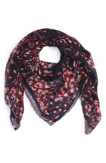 Women's Alexander Mcqueen Shallow Dream Silk Shawl, Size - Blue