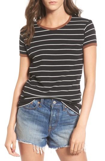 Women's Obey Baseplate Stripe Ringer Tee - Black