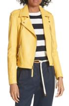 Women's Joie Leolani Textured Leather Moto Jacket - Yellow