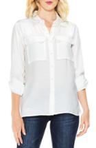 Petite Women's Two By Vince Camuto Hammered Satin Utility Shirt P - White