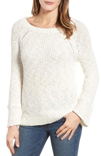 Women's Velvet By Graham & Spencer Cotton & Linen Tie Back Sweater - Ivory