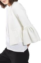 Women's Topshop Ruffle Crop Jacket Us (fits Like 0) - Ivory