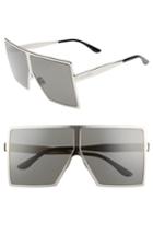 Women's Saint Laurent Betty 68mm Metal Shield Sunglasses - Silver