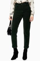 Women's Topshop High Waist Corduroy Pants W X 30l (fits Like 24w) - Green