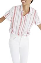 Women's Madewell Central Stripe Ruffle Sleeve Shirt - Red