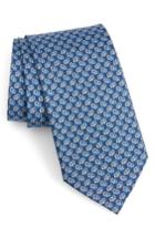 Men's Salvatore Ferragamo Fiore Print Silk Tie, Size - Blue