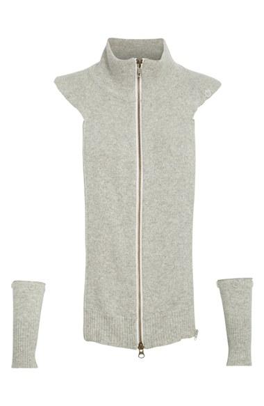 Women's Veronica Beard 'crystal' Cashmere Turtleneck Dickey & Cuffs, Size - Grey