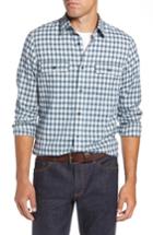 Men's 1901 Trim Fit Trucker Brushed Check Sport Shirt - Blue