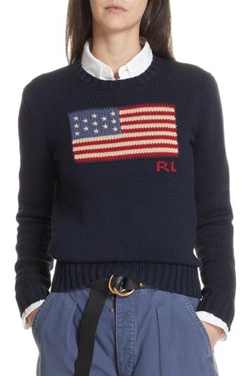 Women's Polo Ralph Lauren Flag Sweater - Blue