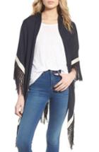 Women's Rag & Bone Sport Stripe Silk & Wool Poncho, Size - Blue