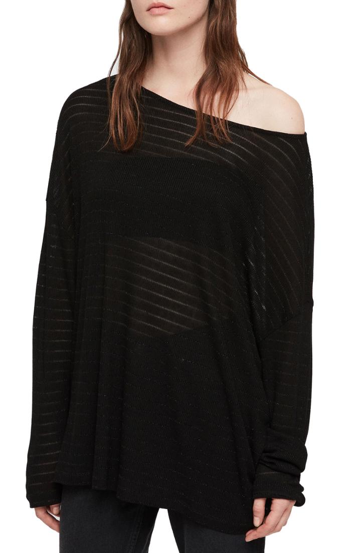 Women's Allsaints Rita Zandy One-shoulder Top - Black