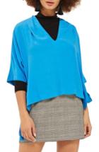 Women's Topshop Side Tie Blouse Us (fits Like 0-2) - Blue