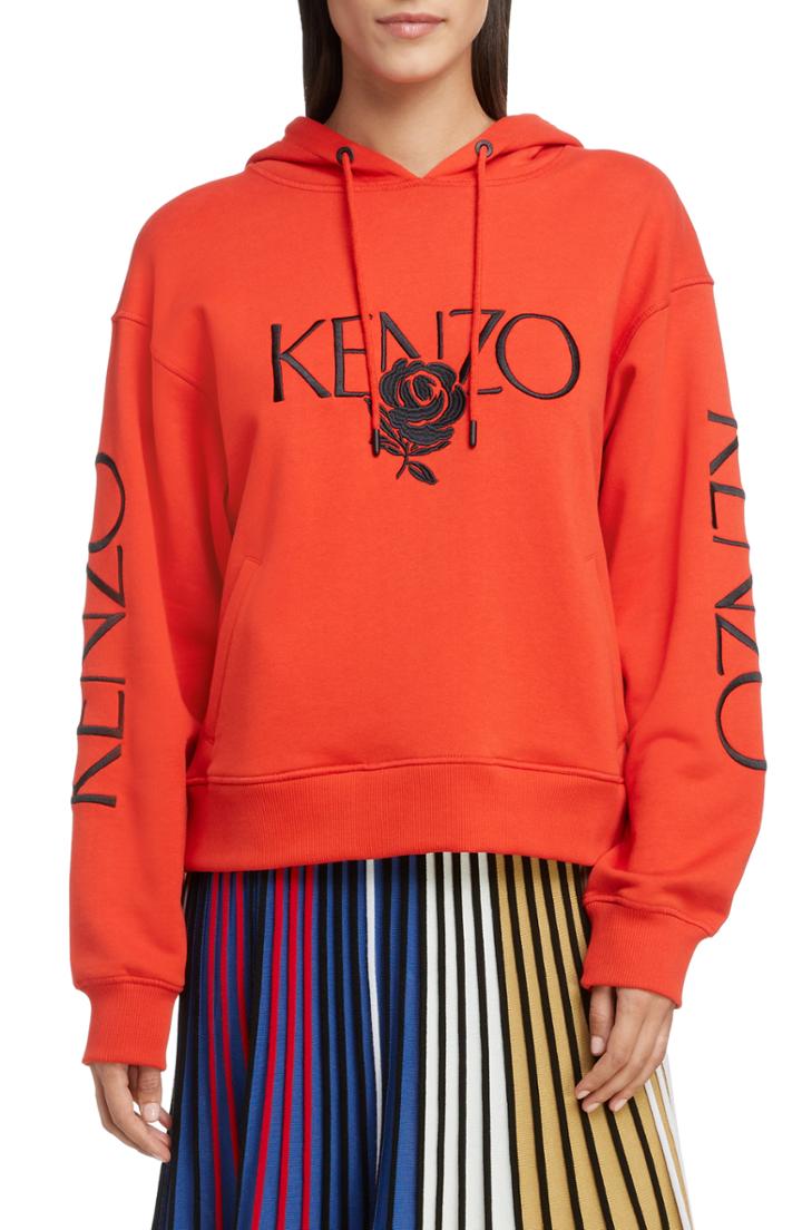 Women's Kenzo Embroidered Rose Hoodie - Red
