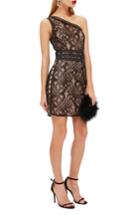 Women's Topshop One-shoulder Lace Body-con Dress Us (fits Like 16-18) - Black