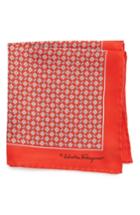 Men's Salvatore Ferragamo Paisley Print Silk Pocket Square, Size - Red