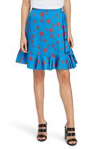 Women's Kenzo Ruffle Silk Skirt Us / 40 Fr - Blue